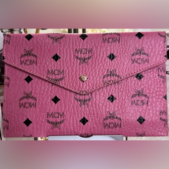 MCM Handbags - MCM Pink Logo Envelope Clutch